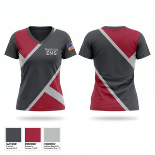 Womens Short Sleeve Vneck Shirt, Neshoba EMS, EMS/EMT, Teamtime, Team time, sublimation, custom sports apparel, team uniforms, spirit wear, spiritwear, sports uniforms, custom shirts, team store, custom team store, fundraiser sports, apparel fundraiser