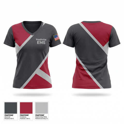 Womens Short Sleeve Vneck Shirt, Neshoba EMS, EMS/EMT, Teamtime, Team time, sublimation, custom sports apparel, team uniforms, spirit wear, spiritwear, sports uniforms, custom shirts, team store, custom team store, fundraiser sports, apparel fundraiser