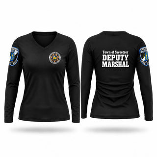 Womens Long Sleeve Vneck Shirt, Sweetser Town Marshal, Police, Teamtime, Team time, sublimation, custom sports apparel, team uniforms, spirit wear, spiritwear, sports uniforms, custom shirts, team store, custom team store, fundraiser sports, apparel fundraiser