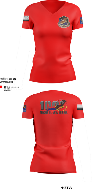 Womens Short Sleeve Vneck Shirt, 100th Missile Defense Brigade, , Teamtime, Team time, sublimation, custom sports apparel, team uniforms, spirit wear, spiritwear, sports uniforms, custom shirts, team store, custom team store, fundraiser sports, apparel fundraiser
