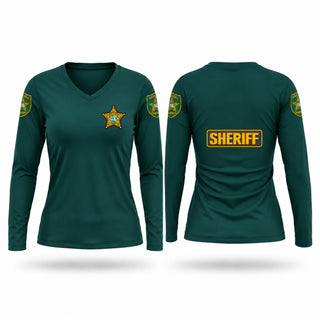 Womens Long Sleeve Vneck Shirt, Osceola County Sheriff’s Office, Police, Teamtime, Team time, sublimation, custom sports apparel, team uniforms, spirit wear, spiritwear, sports uniforms, custom shirts, team store, custom team store, fundraiser sports, apparel fundraiser