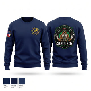 Crew Neck Sweatshirt, Engine 32, Fire Department, Teamtime, Team time, sublimation, custom sports apparel, team uniforms, spirit wear, spiritwear, sports uniforms, custom shirts, team store, custom team store, fundraiser sports, apparel fundraiser