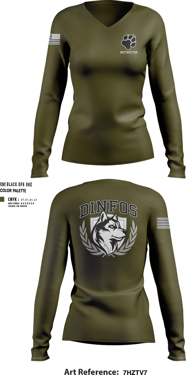 Womens Long Sleeve Vneck Shirt, DINFOS, Army, Teamtime, Team time, sublimation, custom sports apparel, team uniforms, spirit wear, spiritwear, sports uniforms, custom shirts, team store, custom team store, fundraiser sports, apparel fundraiser