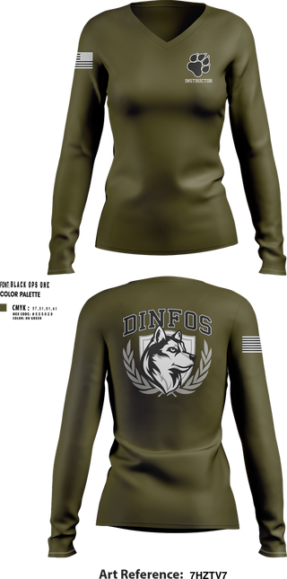 Womens Long Sleeve Vneck Shirt, DINFOS, Army, Teamtime, Team time, sublimation, custom sports apparel, team uniforms, spirit wear, spiritwear, sports uniforms, custom shirts, team store, custom team store, fundraiser sports, apparel fundraiser