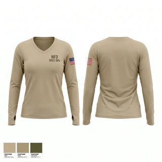 Womens Long Sleeve Vneck Shirt, NFD SPEC OPs, Fire Department, Teamtime, Team time, sublimation, custom sports apparel, team uniforms, spirit wear, spiritwear, sports uniforms, custom shirts, team store, custom team store, fundraiser sports, apparel fundraiser
