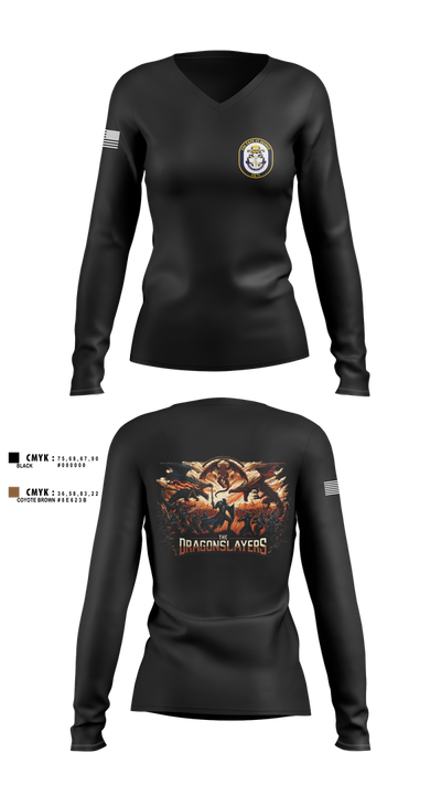 USS CAPE ST. GEORGE 53207398 Women's Long Sleeve V-neck Shirt - 1