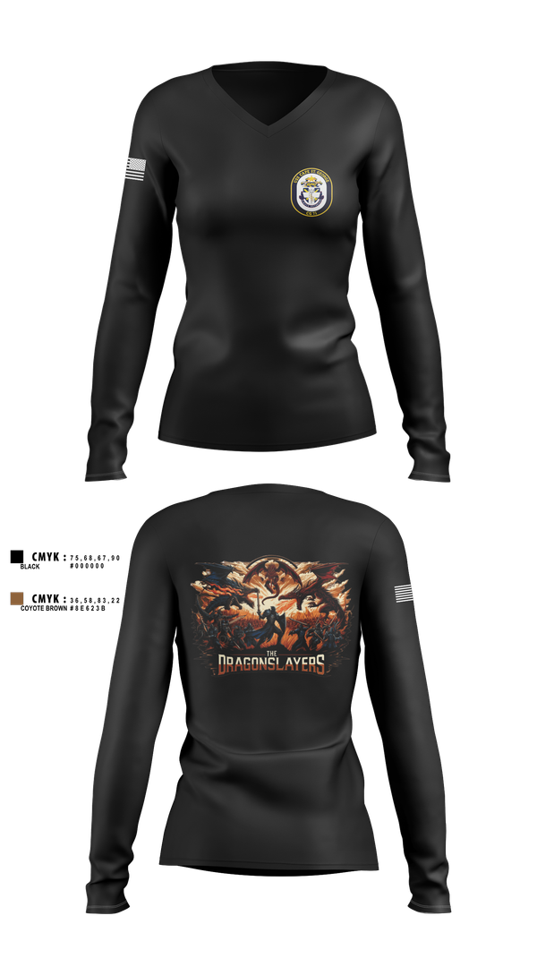 Womens Long Sleeve Vneck Shirt, USS CAPE ST. GEORGE, , Teamtime, Team time, sublimation, custom sports apparel, team uniforms, spirit wear, spiritwear, sports uniforms, custom shirts, team store, custom team store, fundraiser sports, apparel fundraiser