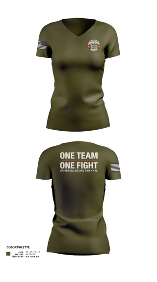 Womens Short Sleeve Vneck Shirt, Universal Boxing Gym, National Guard, Teamtime, Team time, sublimation, custom sports apparel, team uniforms, spirit wear, spiritwear, sports uniforms, custom shirts, team store, custom team store, fundraiser sports, apparel fundraiser