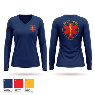 Womens Long Sleeve Vneck Shirt, Bartlett Jackson EMS, EMS/EMT, Teamtime, Team time, sublimation, custom sports apparel, team uniforms, spirit wear, spiritwear, sports uniforms, custom shirts, team store, custom team store, fundraiser sports, apparel fundraiser