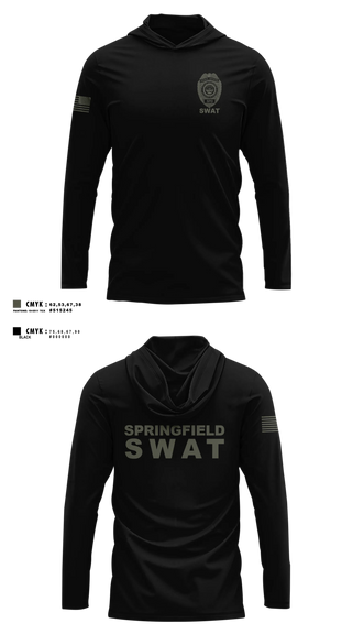Long Sleeve hooded sunshirt, Springfield Ohio SWAT, Police, Teamtime, Team time, sublimation, custom sports apparel, team uniforms, spirit wear, spiritwear, sports uniforms, custom shirts, team store, custom team store, fundraiser sports, apparel fundraiser
