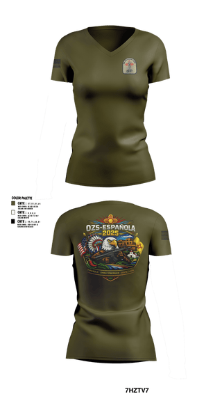 Womens Short Sleeve Vneck Shirt, OZS-Española, National Guard, Teamtime, Team time, sublimation, custom sports apparel, team uniforms, spirit wear, spiritwear, sports uniforms, custom shirts, team store, custom team store, fundraiser sports, apparel fundraiser