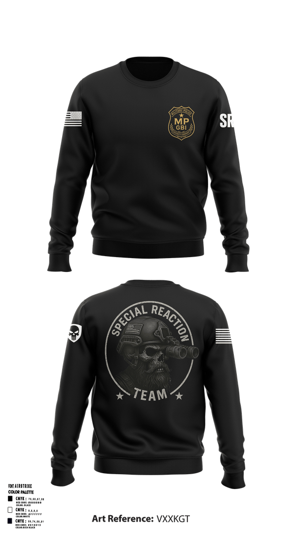 Crew Neck Sweatshirt, 49th MP GBI Security Co., Army, Teamtime, Team time, sublimation, custom sports apparel, team uniforms, spirit wear, spiritwear, sports uniforms, custom shirts, team store, custom team store, fundraiser sports, apparel fundraiser