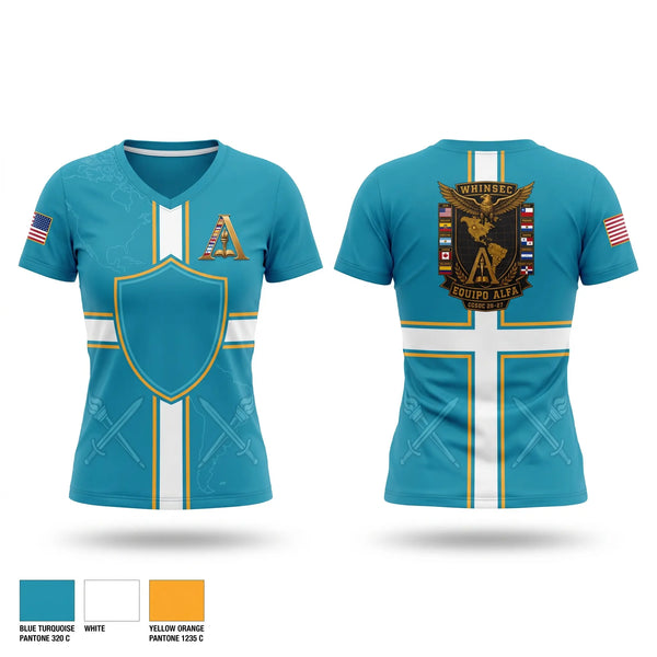 Womens Short Sleeve Vneck Shirt, FAH BASE HAM, Air Force, Teamtime, Team time, sublimation, custom sports apparel, team uniforms, spirit wear, spiritwear, sports uniforms, custom shirts, team store, custom team store, fundraiser sports, apparel fundraiser