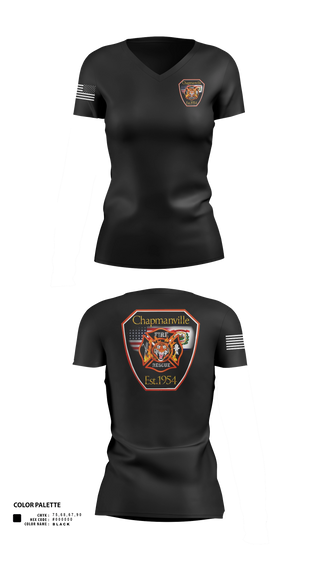 Womens Short Sleeve Vneck Shirt, Chapmanville Fire Department, Fire Department, Teamtime, Team time, sublimation, custom sports apparel, team uniforms, spirit wear, spiritwear, sports uniforms, custom shirts, team store, custom team store, fundraiser sports, apparel fundraiser