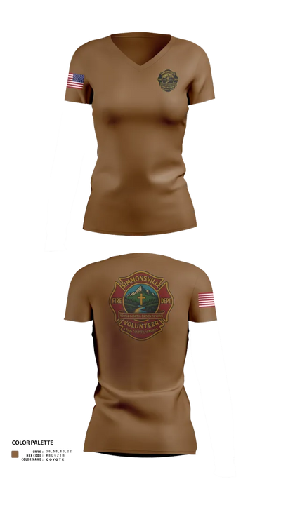 Simmonsville VFD 9385181 Women's Short Sleeve V-neck Shirt - 100