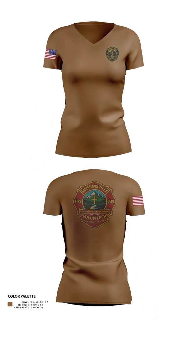 Womens Short Sleeve Vneck Shirt, Simmonsville VFD, , Teamtime, Team time, sublimation, custom sports apparel, team uniforms, spirit wear, spiritwear, sports uniforms, custom shirts, team store, custom team store, fundraiser sports, apparel fundraiser