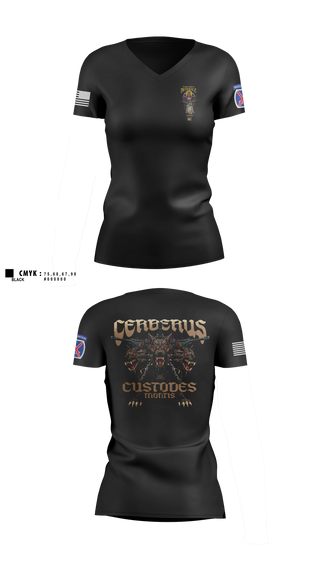Womens Short Sleeve Vneck Shirt, Cerberus Platoon C 3-6, Army, Teamtime, Team time, sublimation, custom sports apparel, team uniforms, spirit wear, spiritwear, sports uniforms, custom shirts, team store, custom team store, fundraiser sports, apparel fundraiser