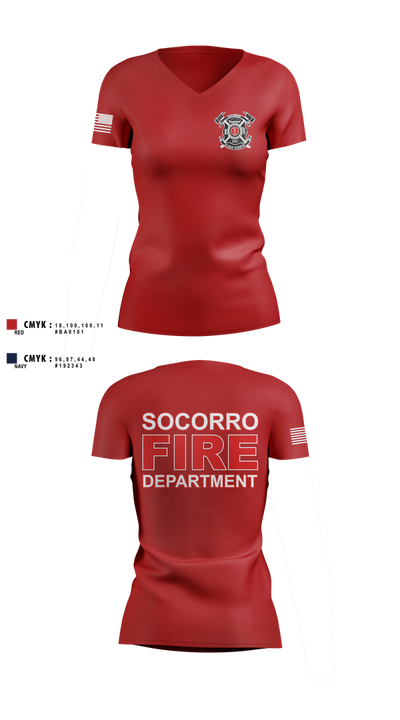 Socorro fire department  Women's Short Sleeve V-neck Shirt - 2