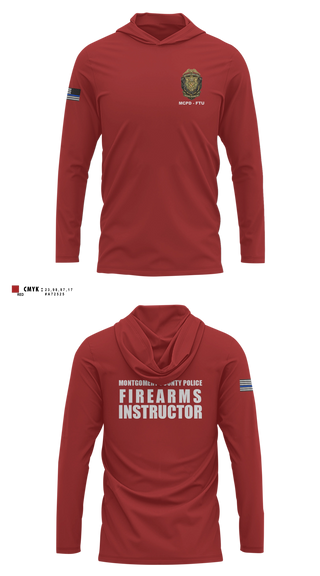 Long Sleeve hooded sunshirt, Montgomery County Police Department - Firearms Training Unit, Police, Teamtime, Team time, sublimation, custom sports apparel, team uniforms, spirit wear, spiritwear, sports uniforms, custom shirts, team store, custom team store, fundraiser sports, apparel fundraiser