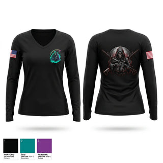 Womens Long Sleeve Vneck Shirt, 262ND QM BN Uniform Company, Army, Teamtime, Team time, sublimation, custom sports apparel, team uniforms, spirit wear, spiritwear, sports uniforms, custom shirts, team store, custom team store, fundraiser sports, apparel fundraiser