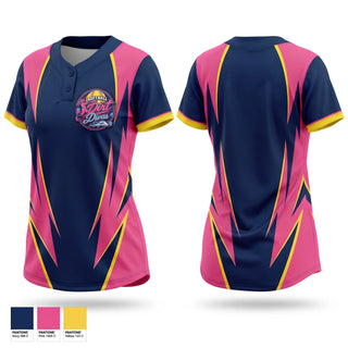 Two Button Softball Jersey, Dirt Divas, Softball, Teamtime, Team time, sublimation, custom sports apparel, team uniforms, spirit wear, spiritwear, sports uniforms, custom shirts, team store, custom team store, fundraiser sports, apparel fundraiser