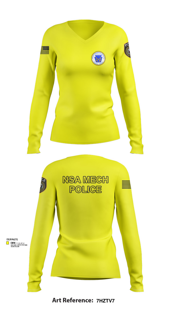 Womens Long Sleeve Vneck Shirt, NSA Mechanicsburg, , Teamtime, Team time, sublimation, custom sports apparel, team uniforms, spirit wear, spiritwear, sports uniforms, custom shirts, team store, custom team store, fundraiser sports, apparel fundraiser
