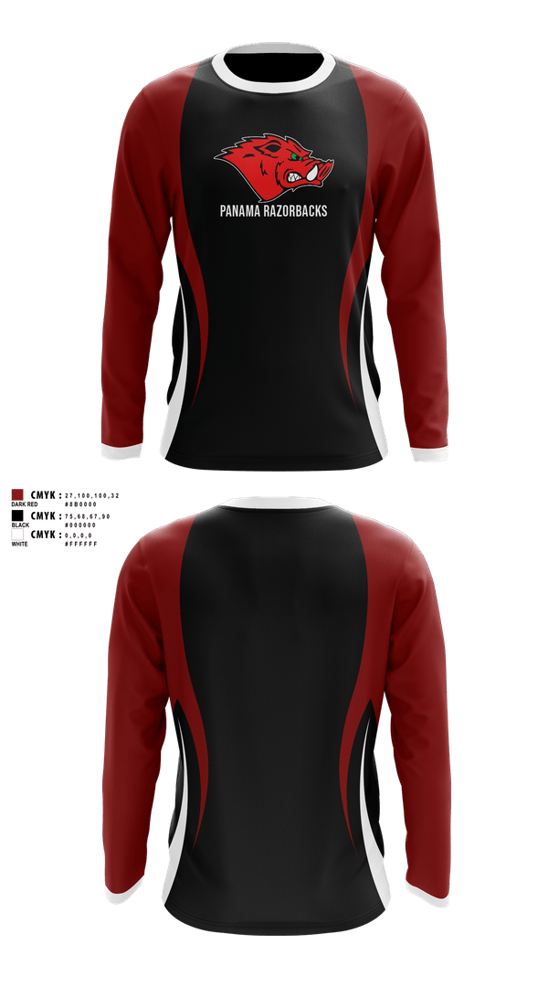 Long Sleeve Performance Shirt, Panama Razorbacks, , Teamtime, Team time, sublimation, custom sports apparel, team uniforms, spirit wear, spiritwear, sports uniforms, custom shirts, team store, custom team store, fundraiser sports, apparel fundraiser
