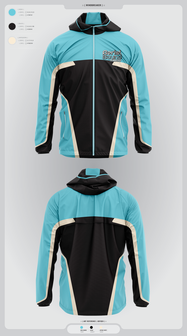 Windbreaker, Aerial Bound Athletics, Spirit Store, Teamtime, Team time, sublimation, custom sports apparel, team uniforms, spirit wear, spiritwear, sports uniforms, custom shirts, team store, custom team store, fundraiser sports, apparel fundraiser