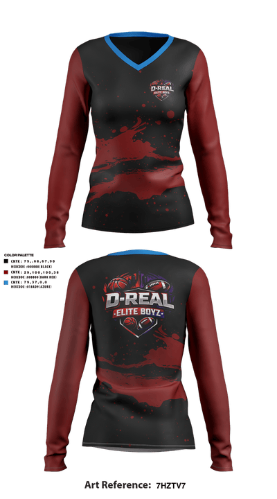 D-real elite boyz 47606971 Women's Long Sleeve V-neck Shirt - 1