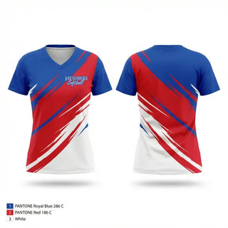 Womens Short Sleeve Vneck Shirt, Jayhawks, Softball, Teamtime, Team time, sublimation, custom sports apparel, team uniforms, spirit wear, spiritwear, sports uniforms, custom shirts, team store, custom team store, fundraiser sports, apparel fundraiser