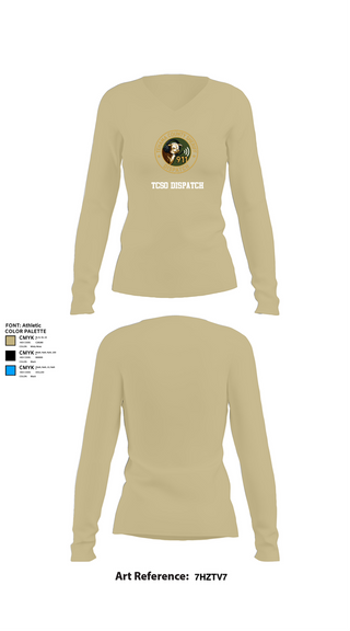 Womens Long Sleeve Vneck Shirt, TCSO DISPATCH, , Teamtime, Team time, sublimation, custom sports apparel, team uniforms, spirit wear, spiritwear, sports uniforms, custom shirts, team store, custom team store, fundraiser sports, apparel fundraiser