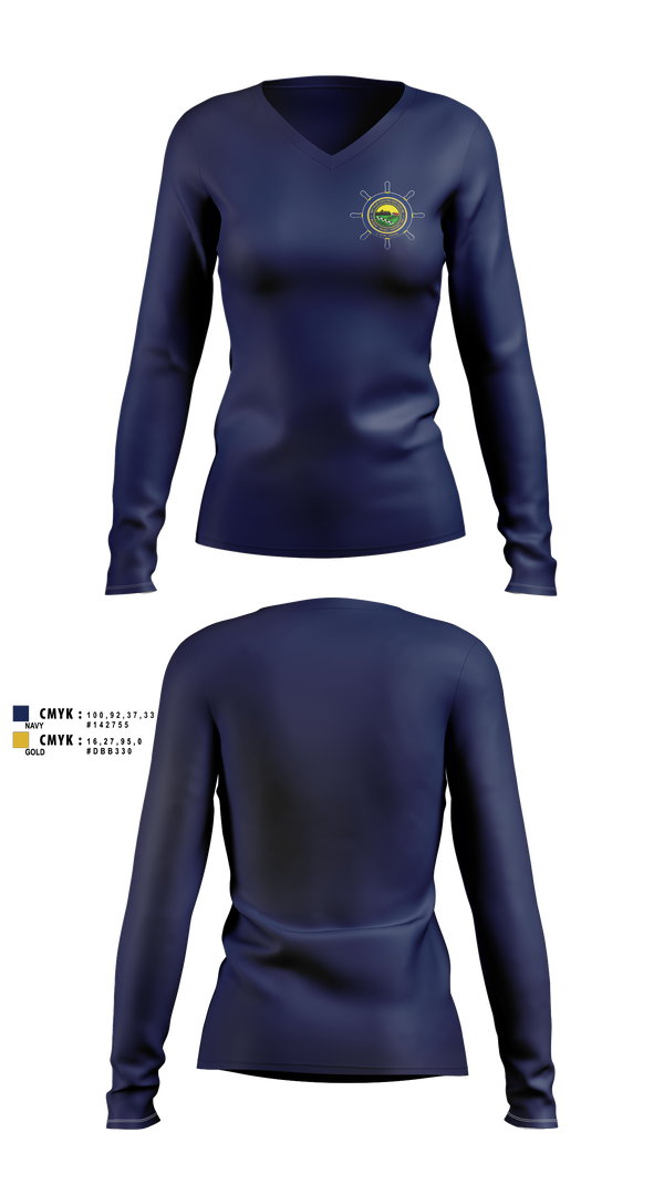 Womens Long Sleeve Vneck Shirt, NTAG HEARTLAND 2026, Navy, Teamtime, Team time, sublimation, custom sports apparel, team uniforms, spirit wear, spiritwear, sports uniforms, custom shirts, team store, custom team store, fundraiser sports, apparel fundraiser