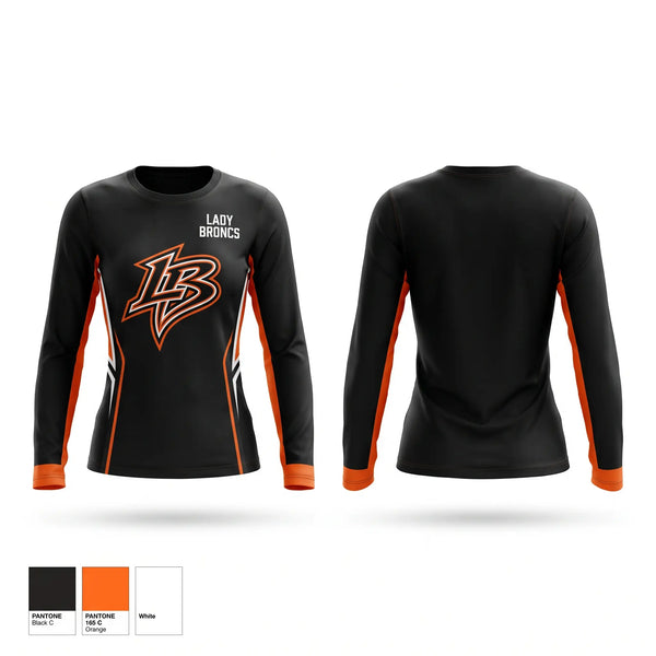 Long Sleeve Performance Shirt, Lady Broncs, Women's Basketball, Teamtime, Team time, sublimation, custom sports apparel, team uniforms, spirit wear, spiritwear, sports uniforms, custom shirts, team store, custom team store, fundraiser sports, apparel fundraiser