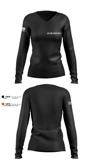 Womens Long Sleeve Vneck Shirt, 1st BN 515th RTI, Army, Teamtime, Team time, sublimation, custom sports apparel, team uniforms, spirit wear, spiritwear, sports uniforms, custom shirts, team store, custom team store, fundraiser sports, apparel fundraiser