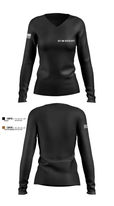 1st BN 515th RTI 17257625 Women's Long Sleeve V-neck Shirt - 2