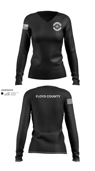 Womens Long Sleeve Vneck Shirt, Floyd County Sheriff’s Office, Police, Teamtime, Team time, sublimation, custom sports apparel, team uniforms, spirit wear, spiritwear, sports uniforms, custom shirts, team store, custom team store, fundraiser sports, apparel fundraiser