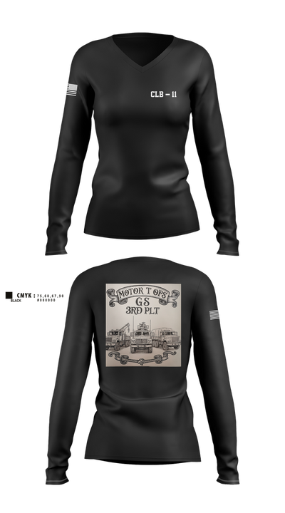 CLB-11 21730223 Women's Long Sleeve V-neck Shirt - 1