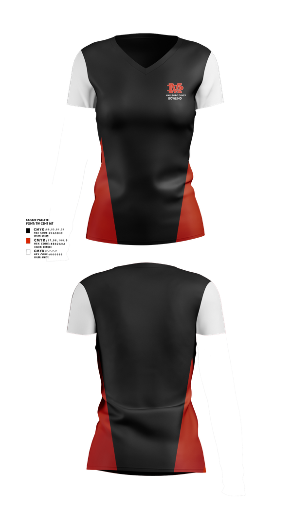 Womens Short Sleeve Vneck Shirt, Marlboro Dukes, Bowling, Teamtime, Team time, sublimation, custom sports apparel, team uniforms, spirit wear, spiritwear, sports uniforms, custom shirts, team store, custom team store, fundraiser sports, apparel fundraiser