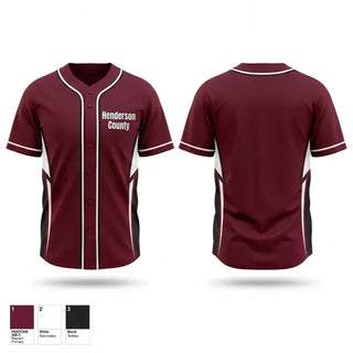Full Button Baseball Jersey, Henderson County, Baseball, Teamtime, Team time, sublimation, custom sports apparel, team uniforms, spirit wear, spiritwear, sports uniforms, custom shirts, team store, custom team store, fundraiser sports, apparel fundraiser