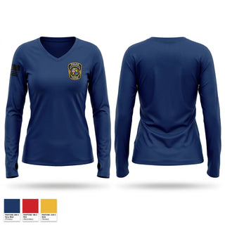 Womens Long Sleeve Vneck Shirt, Vinton Police Department, Police, Teamtime, Team time, sublimation, custom sports apparel, team uniforms, spirit wear, spiritwear, sports uniforms, custom shirts, team store, custom team store, fundraiser sports, apparel fundraiser