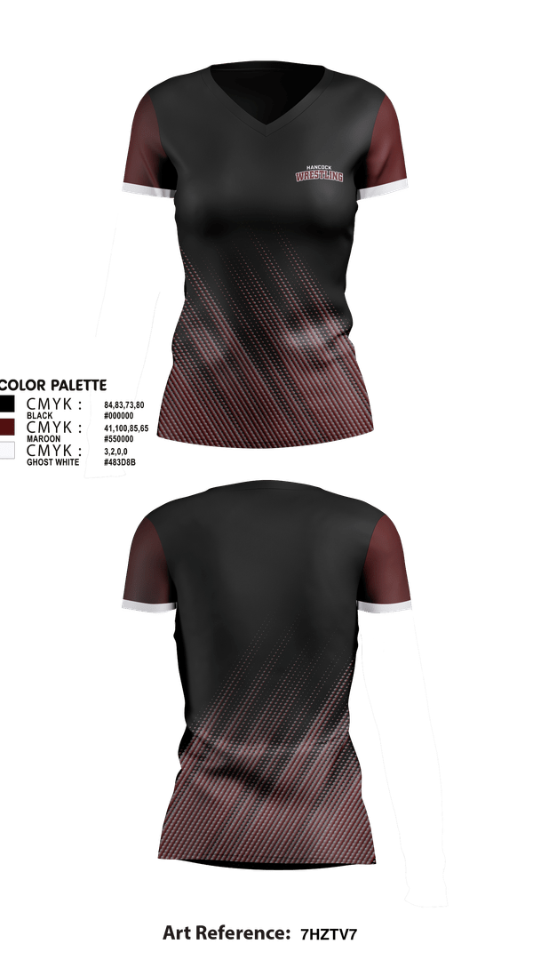 Womens Short Sleeve Vneck Shirt, Hancock Wrestling, Wrestling, Teamtime, Team time, sublimation, custom sports apparel, team uniforms, spirit wear, spiritwear, sports uniforms, custom shirts, team store, custom team store, fundraiser sports, apparel fundraiser