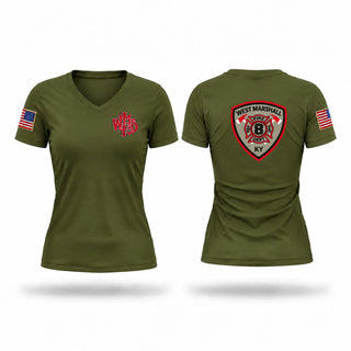 Womens Short Sleeve Vneck Shirt, WEST MARSHALL FIRE DEPARTMENT, Fire Department, Teamtime, Team time, sublimation, custom sports apparel, team uniforms, spirit wear, spiritwear, sports uniforms, custom shirts, team store, custom team store, fundraiser sports, apparel fundraiser