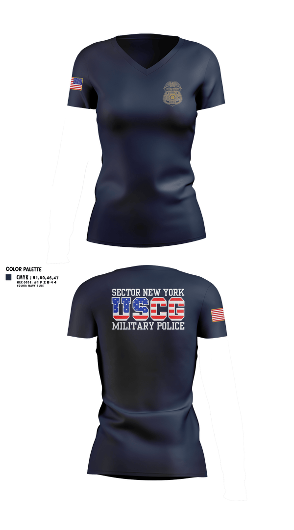 Womens Short Sleeve Vneck Shirt, Sector New York Security Forces, Coast Guard, Teamtime, Team time, sublimation, custom sports apparel, team uniforms, spirit wear, spiritwear, sports uniforms, custom shirts, team store, custom team store, fundraiser sports, apparel fundraiser