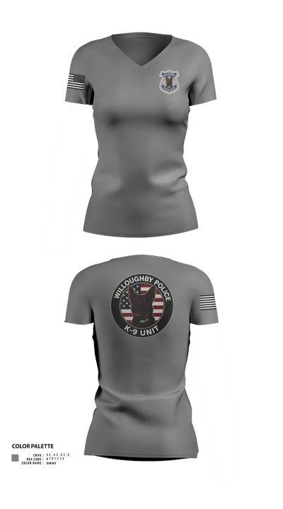 Willoughby Police K9 Unit 23687363 Women's Short Sleeve V-neck Shirt - 32