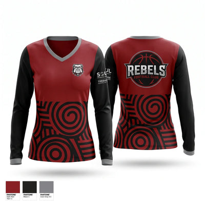Rebels F. C. Women's Long Sleeve V-neck Shirt - 1