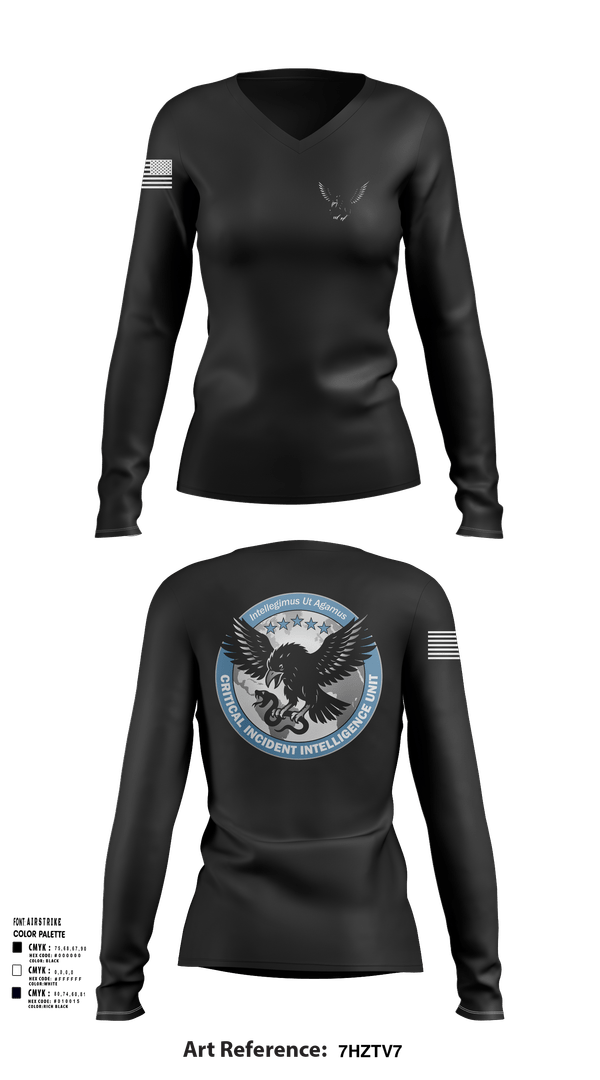 Womens Long Sleeve Vneck Shirt, Critical Incident Intelligence Unit, , Teamtime, Team time, sublimation, custom sports apparel, team uniforms, spirit wear, spiritwear, sports uniforms, custom shirts, team store, custom team store, fundraiser sports, apparel fundraiser