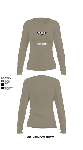 Womens Long Sleeve Vneck Shirt, 93rd AGOW, , Teamtime, Team time, sublimation, custom sports apparel, team uniforms, spirit wear, spiritwear, sports uniforms, custom shirts, team store, custom team store, fundraiser sports, apparel fundraiser