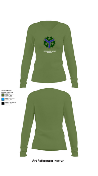 Womens Long Sleeve Vneck Shirt, 278th Armored Cavalry Regiment, National Guard, Teamtime, Team time, sublimation, custom sports apparel, team uniforms, spirit wear, spiritwear, sports uniforms, custom shirts, team store, custom team store, fundraiser sports, apparel fundraiser