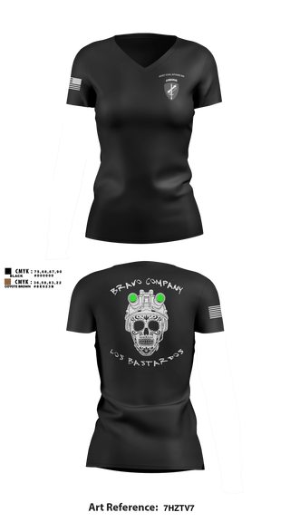 Womens Short Sleeve Vneck Shirt, 451 B Co Los Bastardos451 B Co Los Bastardos, Army, Teamtime, Team time, sublimation, custom sports apparel, team uniforms, spirit wear, spiritwear, sports uniforms, custom shirts, team store, custom team store, fundraiser sports, apparel fundraiser