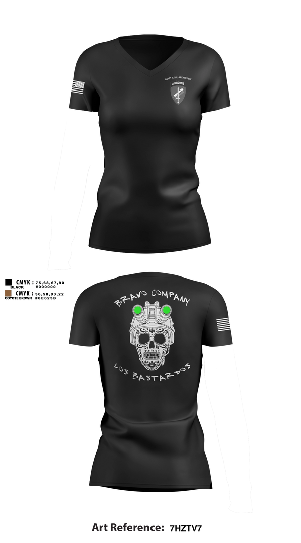 Womens Short Sleeve Vneck Shirt, 451 B Co Los Bastardos451 B Co Los Bastardos, Army, Teamtime, Team time, sublimation, custom sports apparel, team uniforms, spirit wear, spiritwear, sports uniforms, custom shirts, team store, custom team store, fundraiser sports, apparel fundraiser